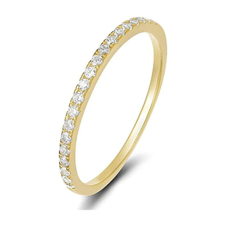 Paris Jewelry 18K Yellow Gold Created White Sapphire Thin Eternity Band Plated Size 6 Image 1