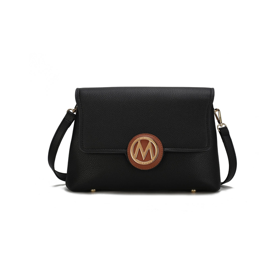 MKFCollection Johanna Multi Compartment Crossbody Bag - Vegan Leather Designer Image 2