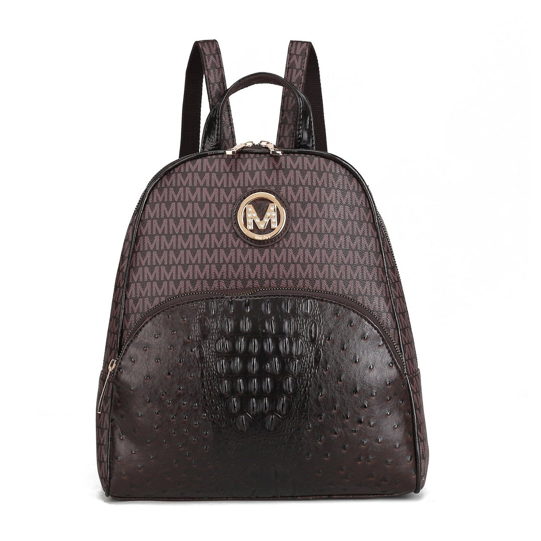 MKFCollection Olympia Signature Backpack - Vegan Leather Designer Handbag Image 8