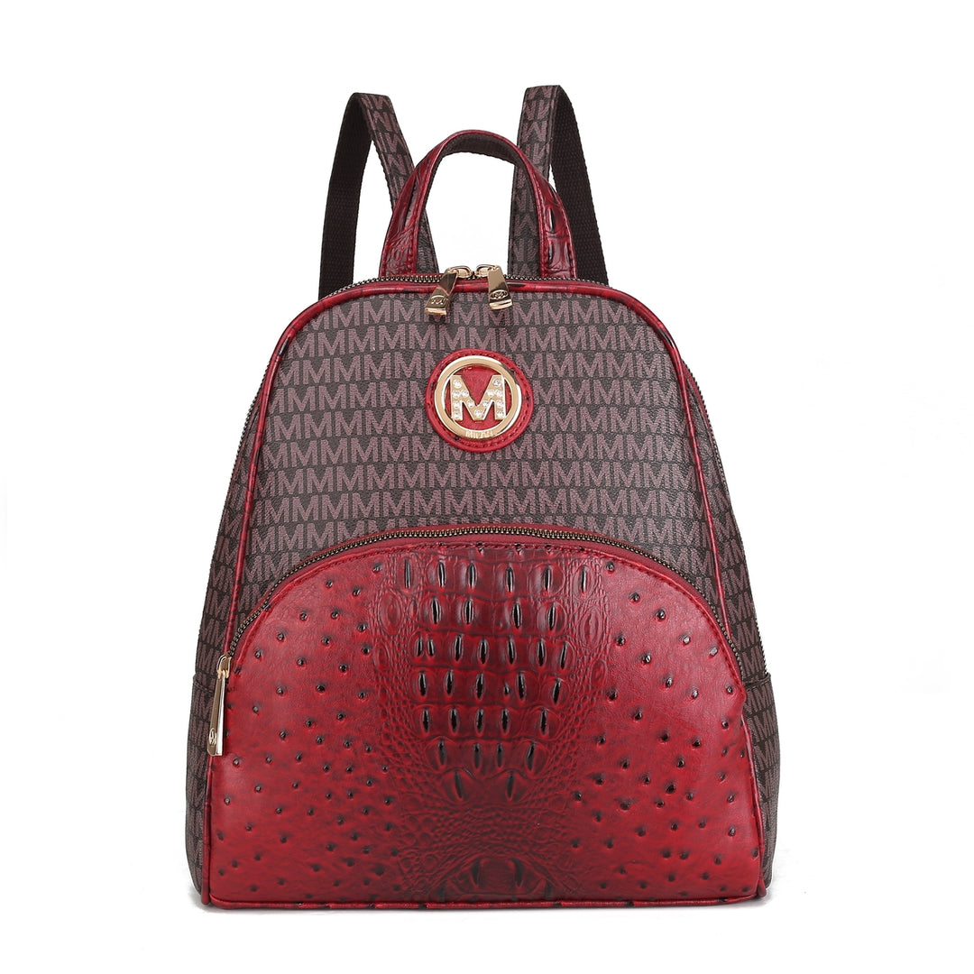 MKFCollection Olympia Signature Backpack - Vegan Leather Designer Handbag Image 11