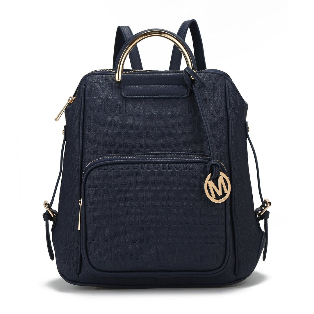 MKFCollection Torra Signature Backpack - Vegan Leather Designer Handbag Image 7