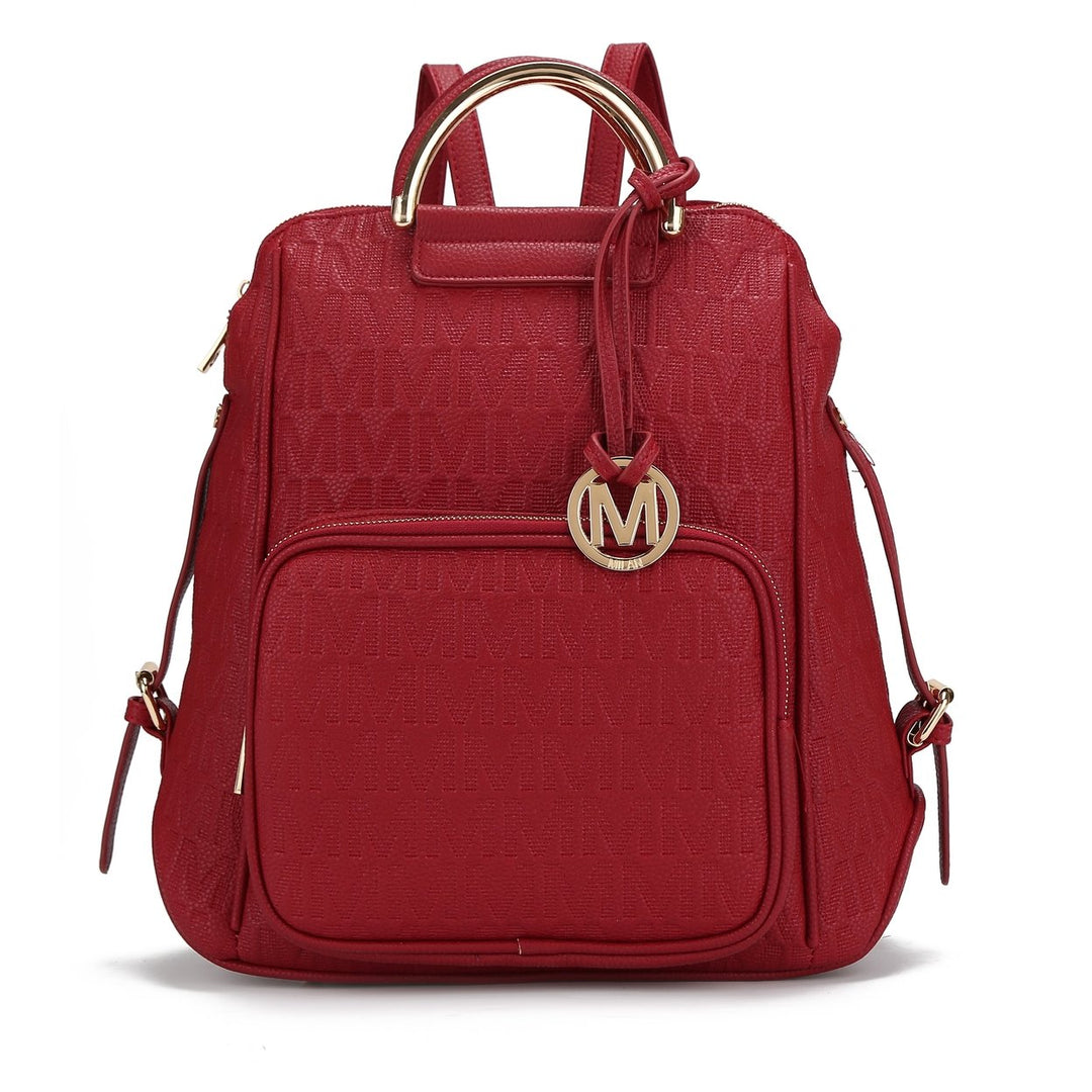 MKFCollection Torra Signature Backpack - Vegan Leather Designer Handbag Image 9