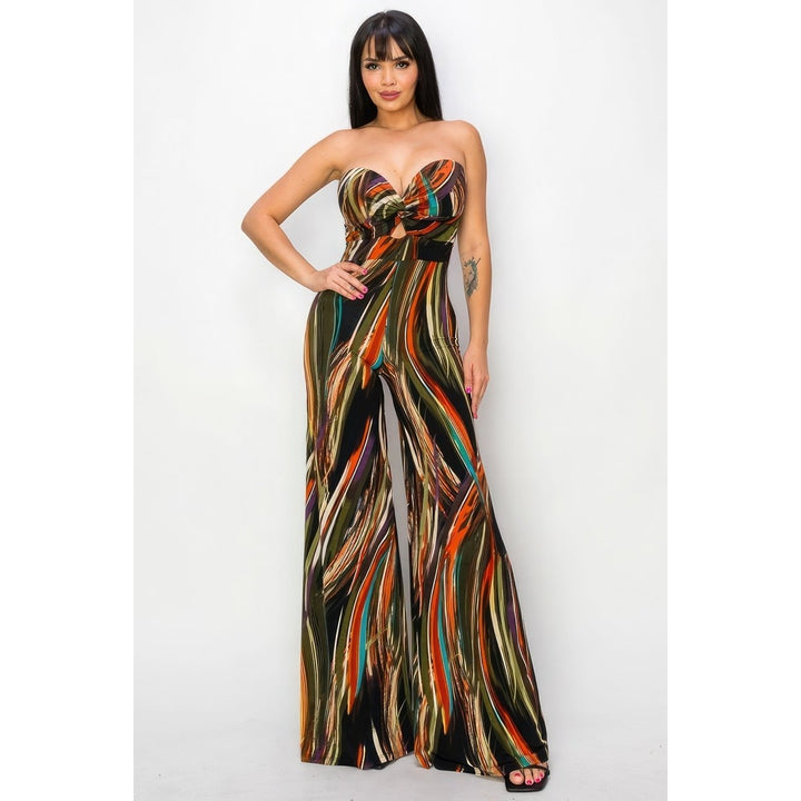 Allover Print Twist Front Wide Leg Jumpsuit Image 2