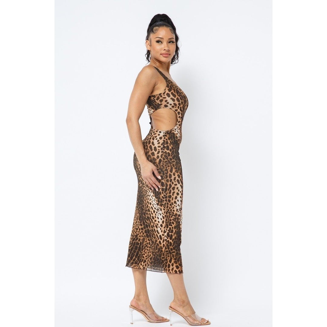 Animal Print Midi Dress With Strap Image 3