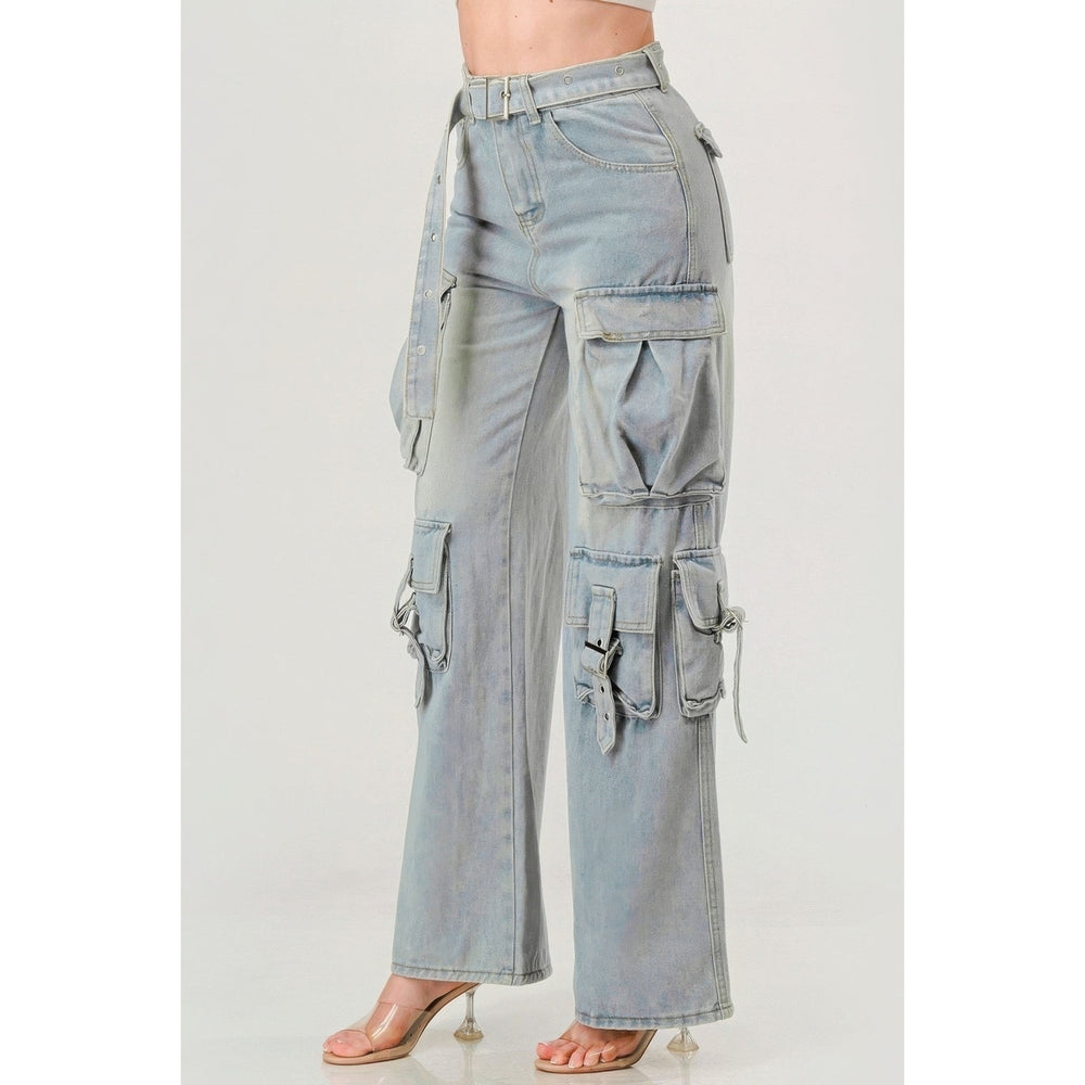 Belted Denim Cargo Jean Image 2