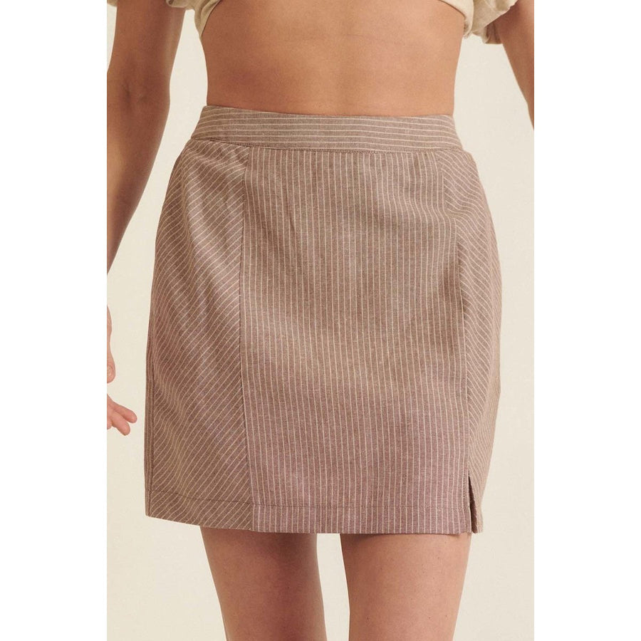 Banded Front Waist Pinstripe Mini Skirt Image 1