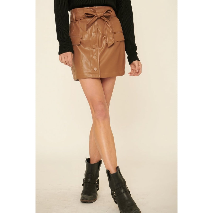 A Faux Leather Mini Skirt Image 1