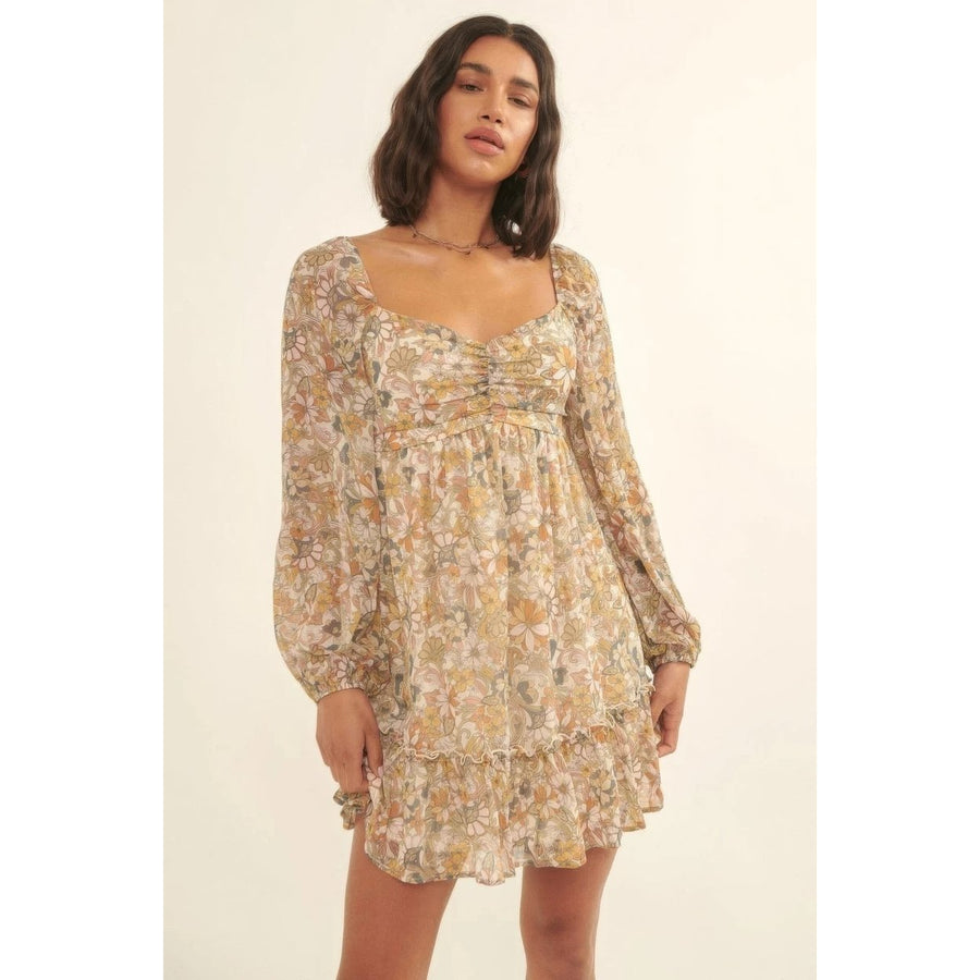 A Floral Print Woven Mini Dress Image 1