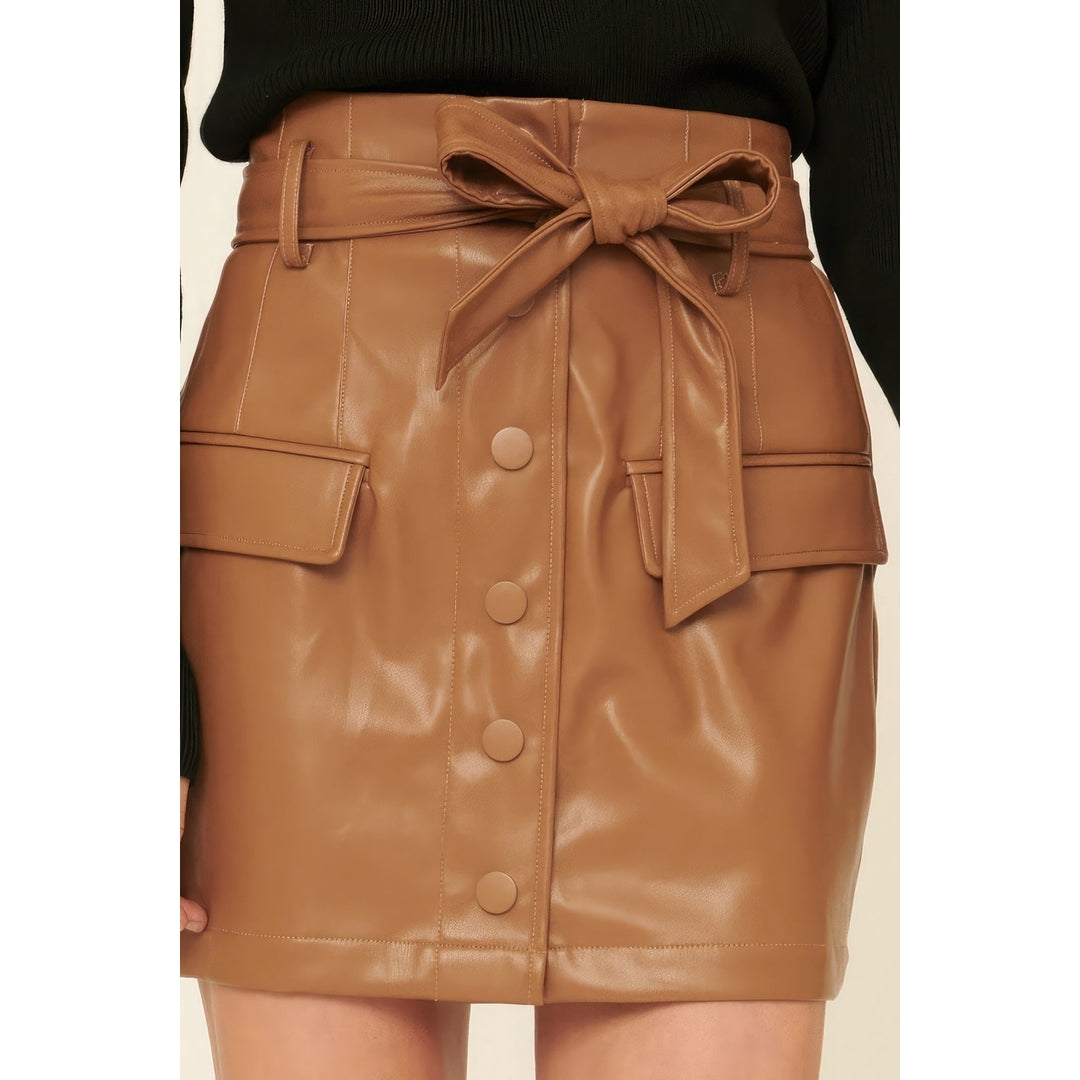 A Faux Leather Mini Skirt Image 3