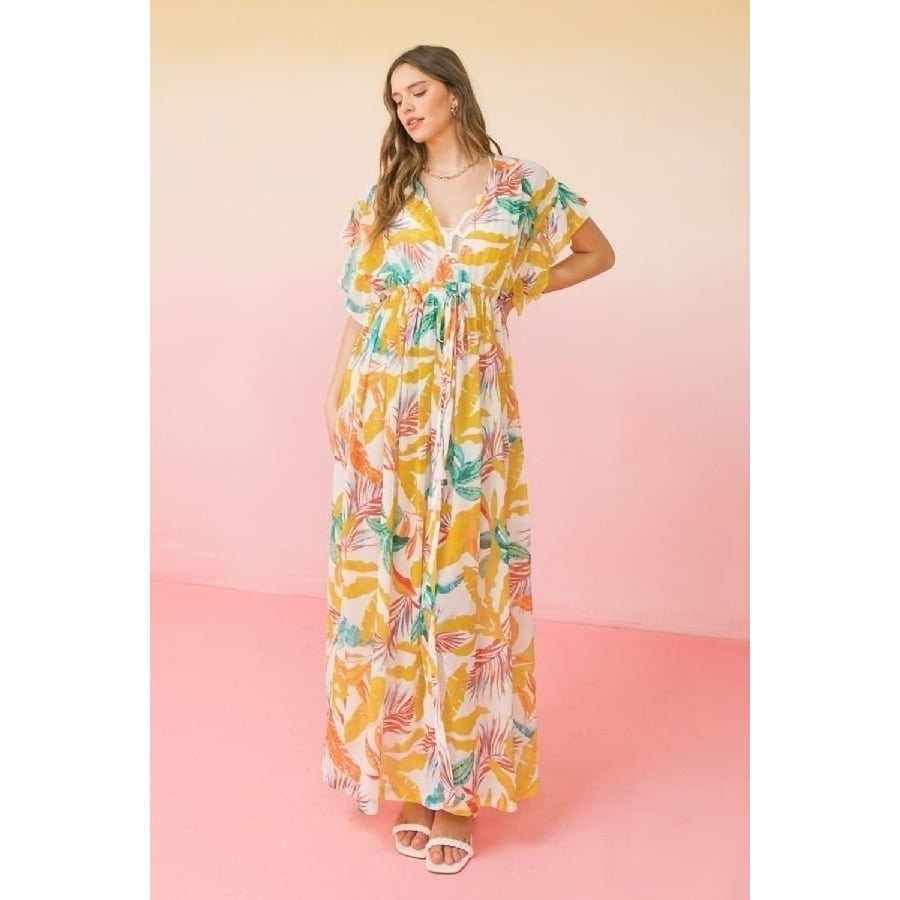 A Printed Woven Maxi Cover Up Image 1