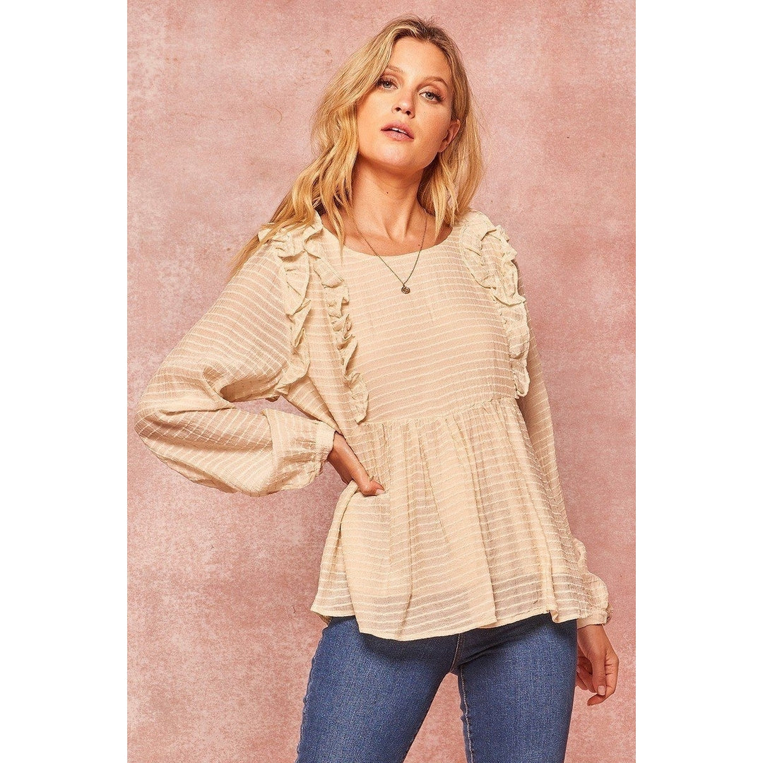 A Semi-sheer Striped Woven Top Image 1