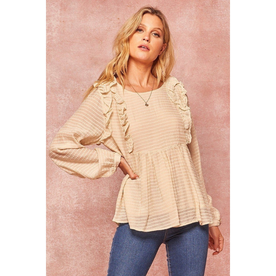 A Semi-sheer Striped Woven Top Image 1