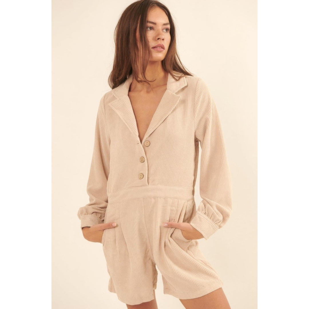 A Woven Corduroy Romper Image 1