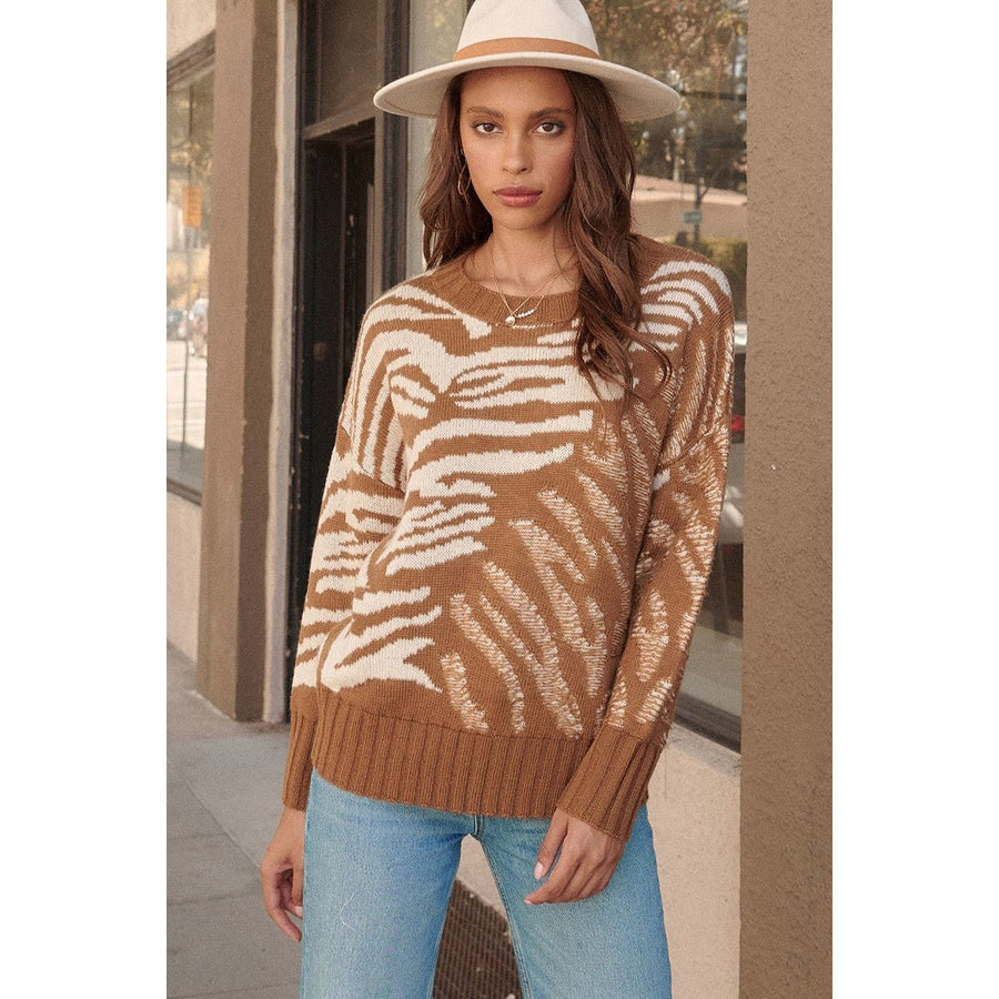 A Zebra Print Pullover Sweater Image 1