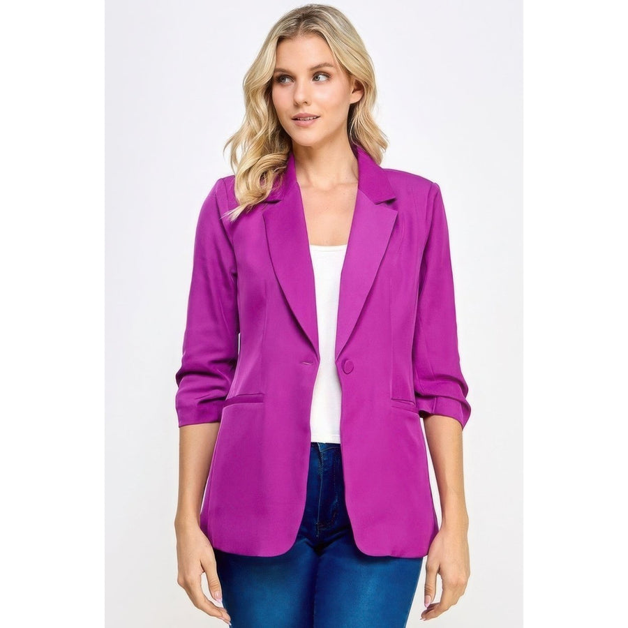 Buttoned Detail 3/4 Sleeve Blazer Image 1