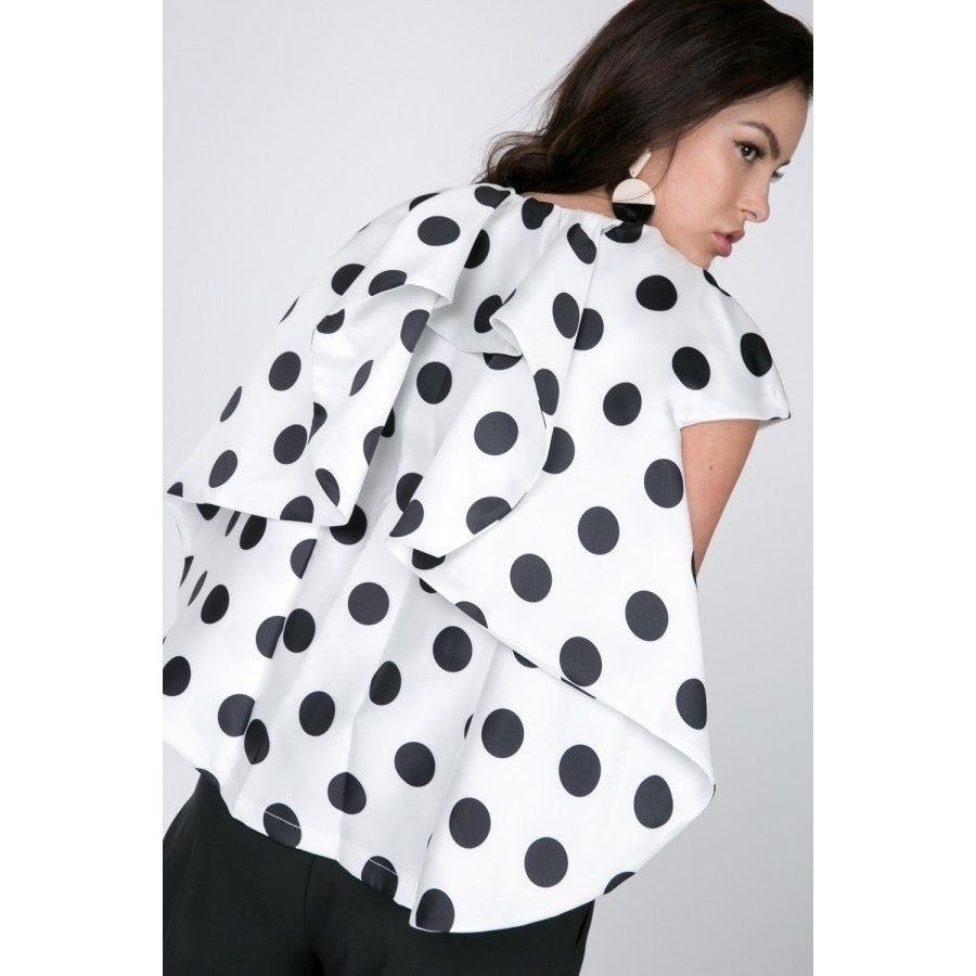 Cascade Ruffle Detail Polka Dot Print Top Image 3