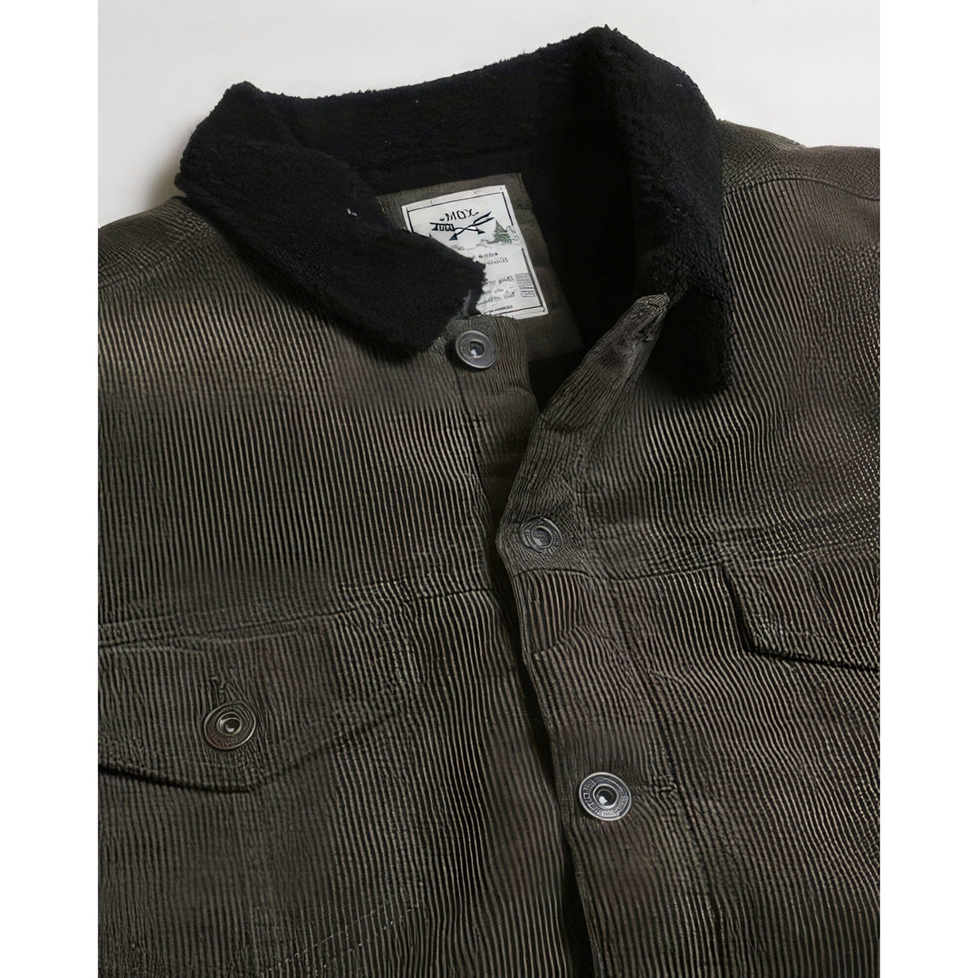 Casual Corduroy Lined Trucker Jacket Image 3