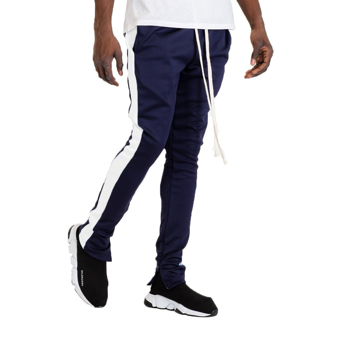 CLASSIC SLIM FIT TRACK PANTS- NAVY/ WHITE Image 1