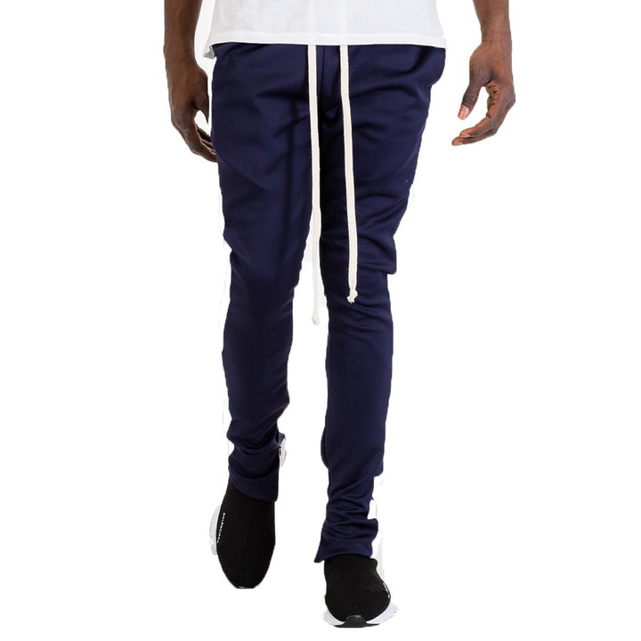 CLASSIC SLIM FIT TRACK PANTS- NAVY/ WHITE Image 3