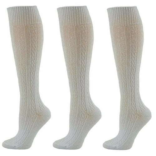 Classic Cable Knit Cotton Knee High Socks 3 Pair Pack Image 1