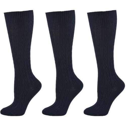 Classic Cable Knit Cotton Knee High Socks 3 Pair Pack Image 1