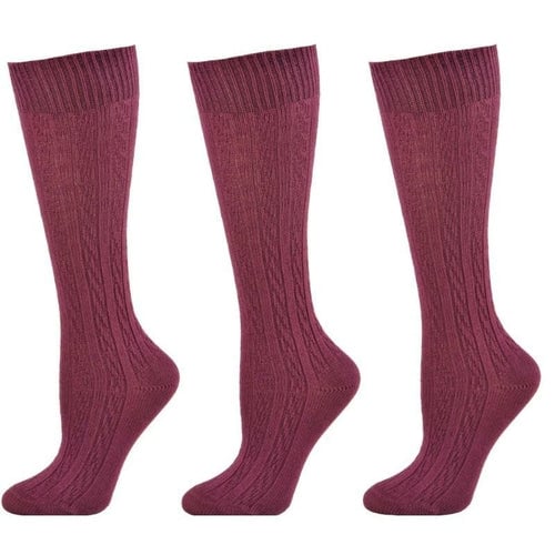 Classic Cable Knit Cotton Knee High Socks 3 Pair Pack Image 1