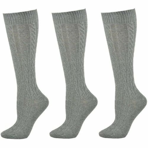 Classic Cable Knit Cotton Knee High Socks 3 Pair Pack Image 1