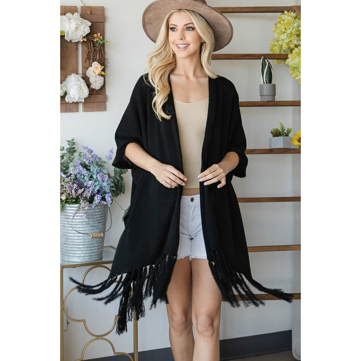 Draped Poncho Cardigan With String Detail Image 1