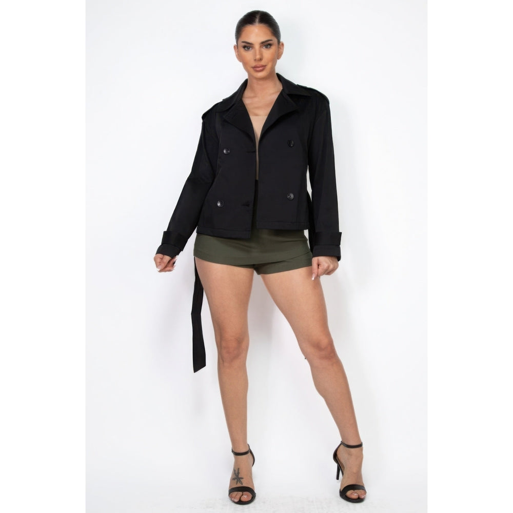 Double-breasted Waist-tie Trench Coat Image 2