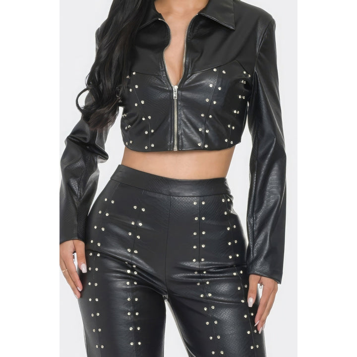 Faux Leather Set With Rhinestone Detail Image 3