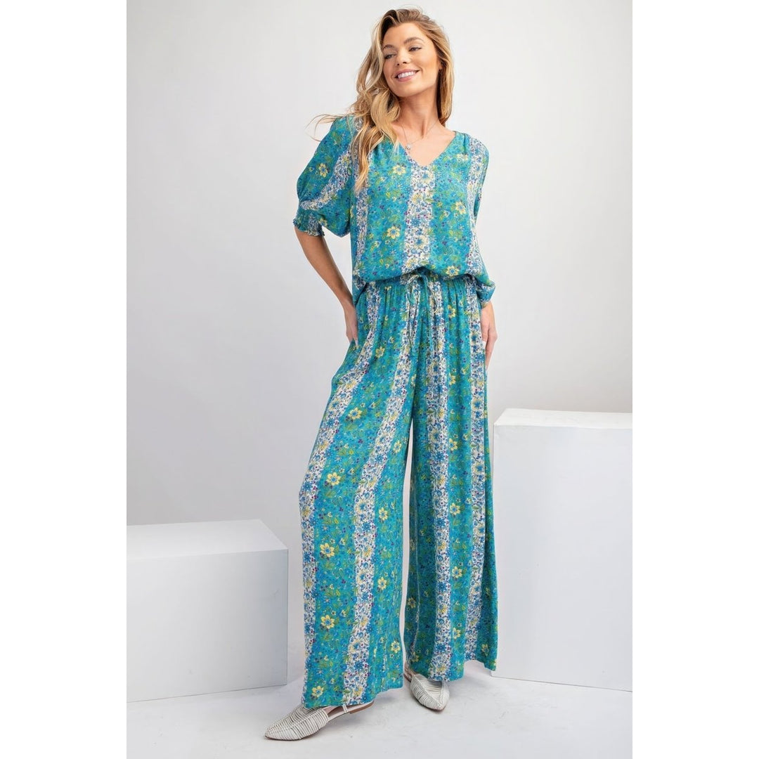 Floral Print Gauze Palazzo Pants Image 2