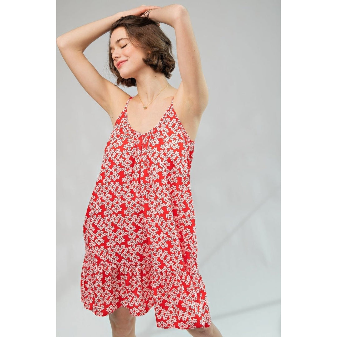 Floral Printed Wool Peach Cami Dress Image 1