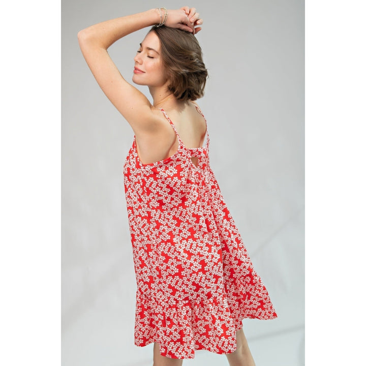 Floral Printed Wool Peach Cami Dress Image 3