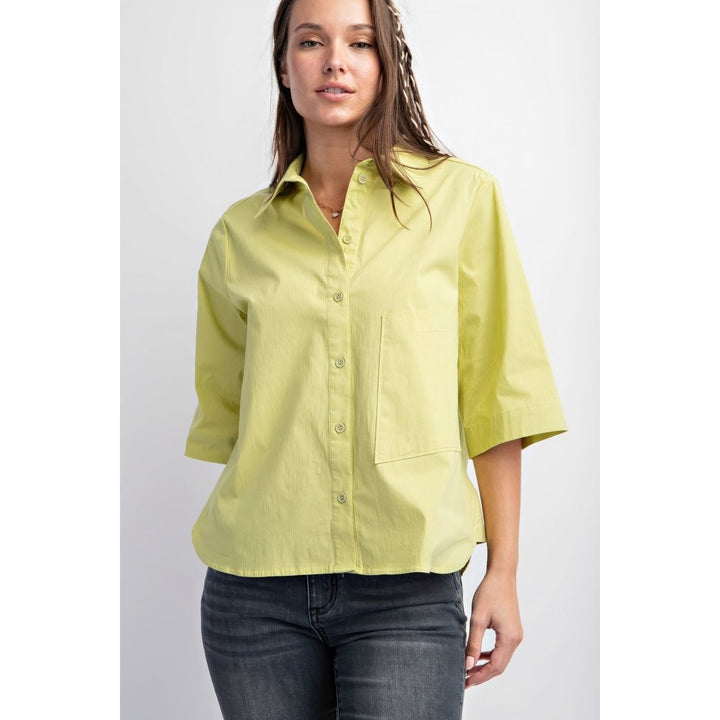 Half Slvs Stretch Poplin Button Down Shirt Image 1