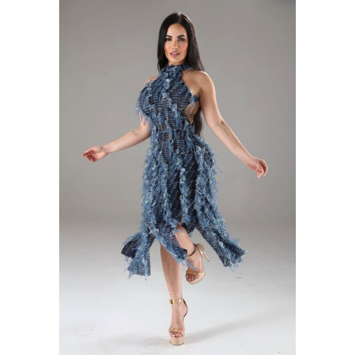 Halter Ruffled Dress Image 2