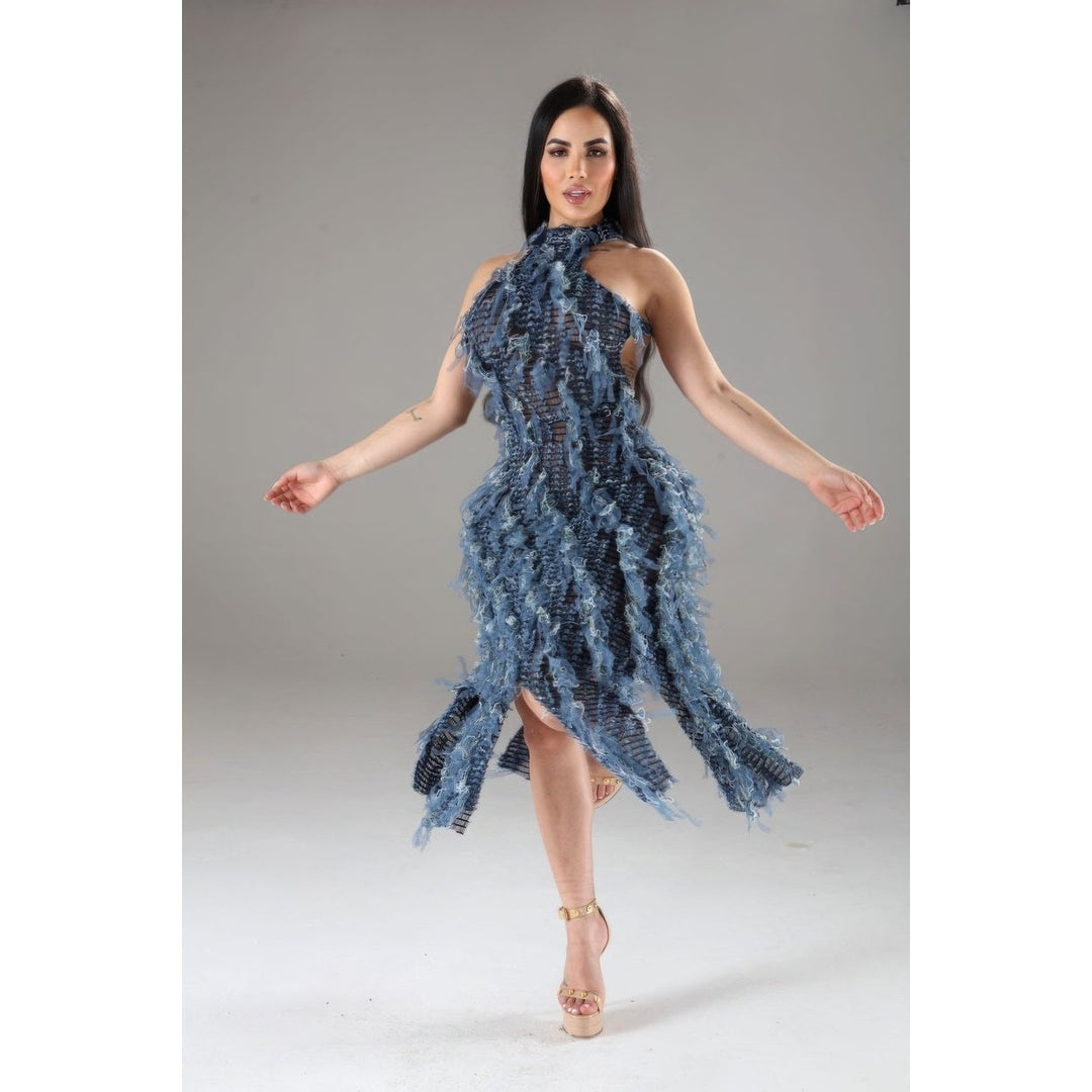 Halter Ruffled Dress Image 3