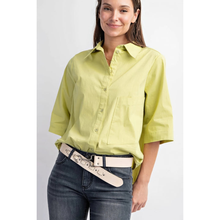 Half Slvs Stretch Poplin Button Down Shirt Image 3