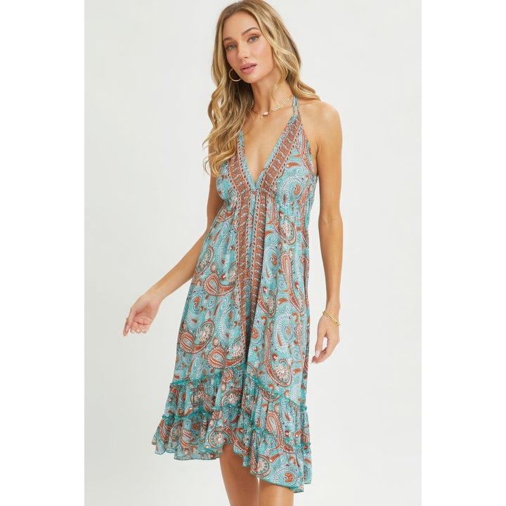 Halter Paisley Border Dress Image 1