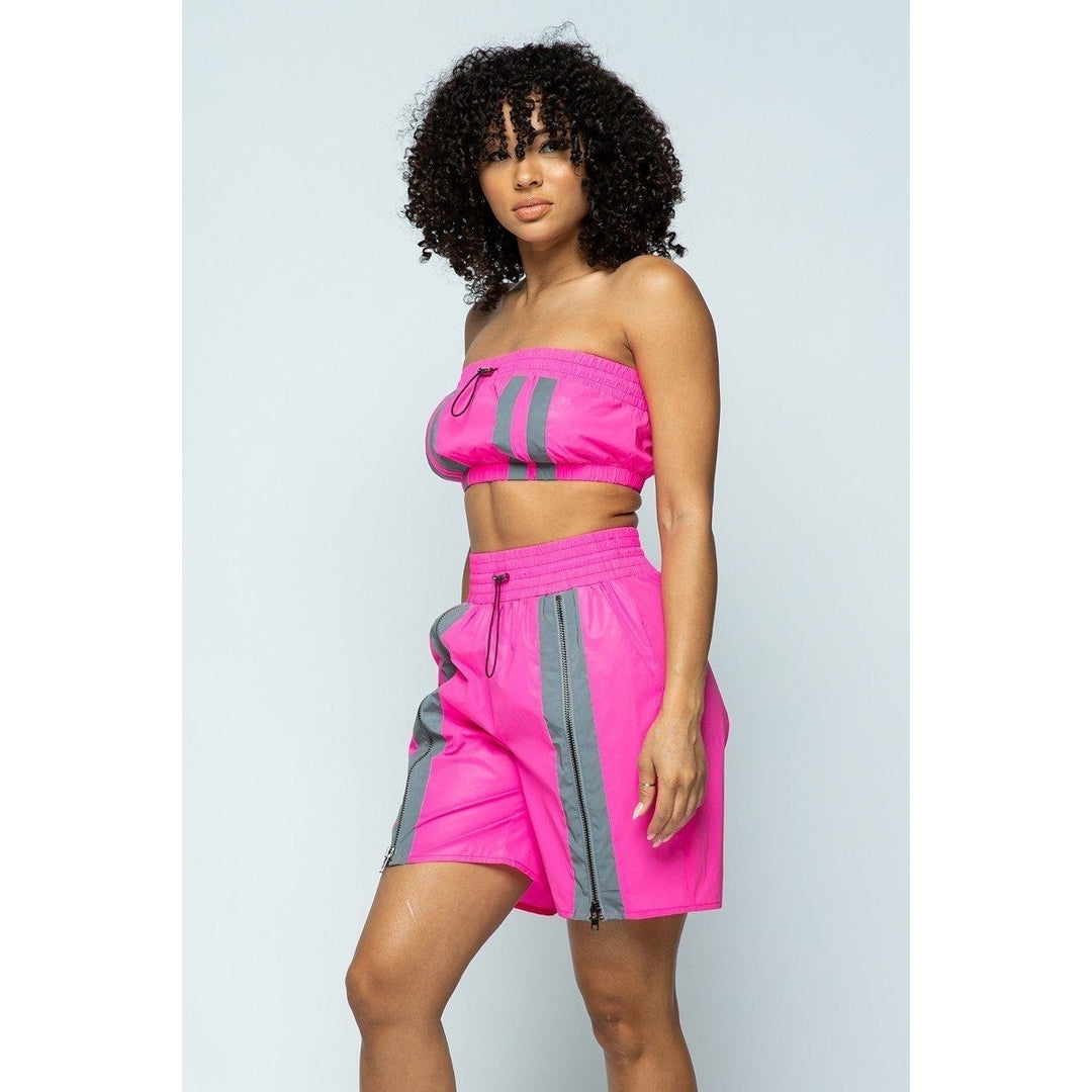 Cropped Mini Tube Top/lined Thigh Length Shorts Set Image 3