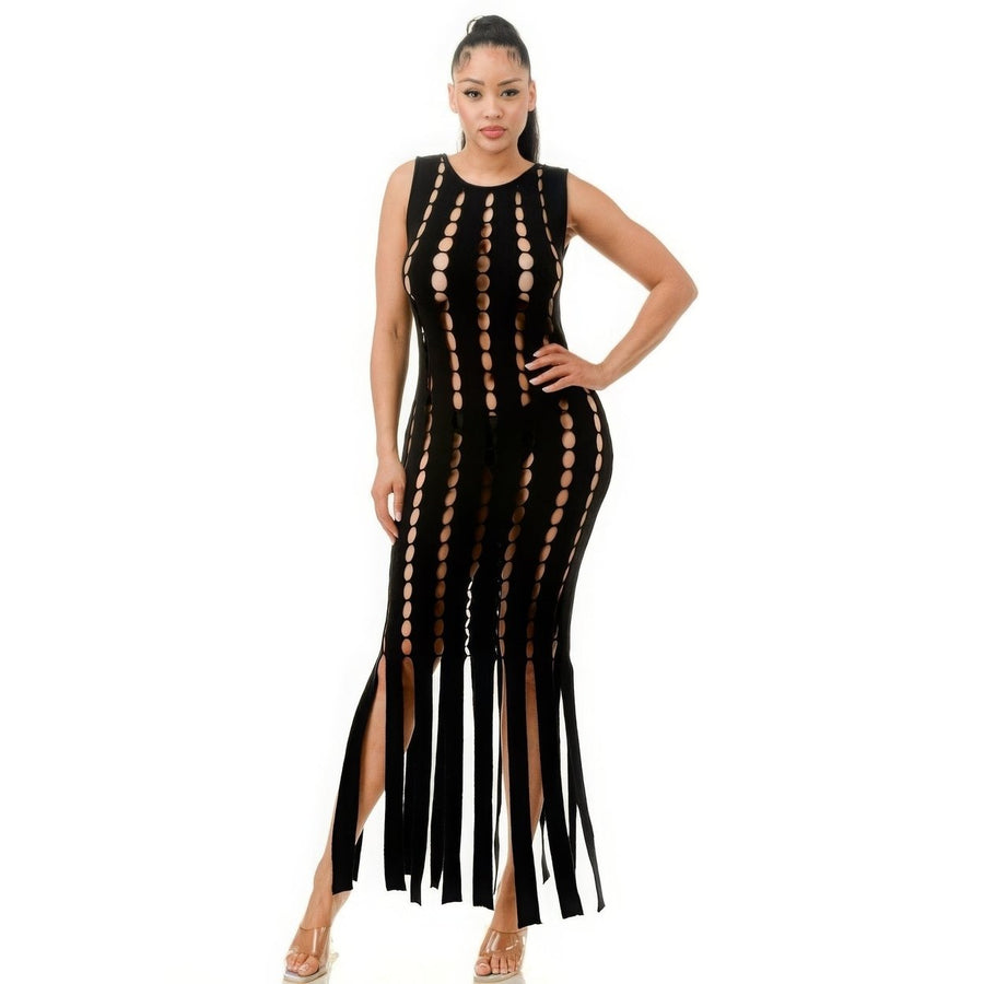 Cut Out Fringe Dress Image 1