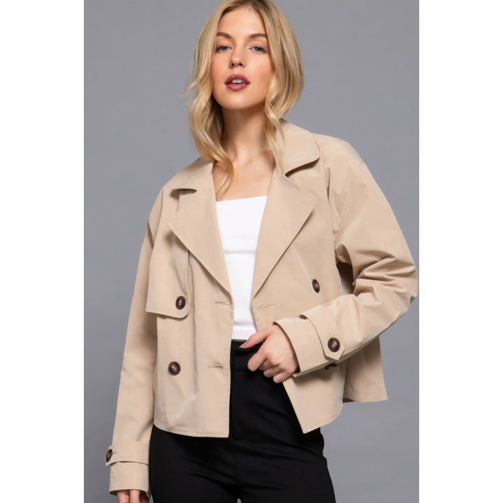 Double Breasted Short Trench Jacket Image 3