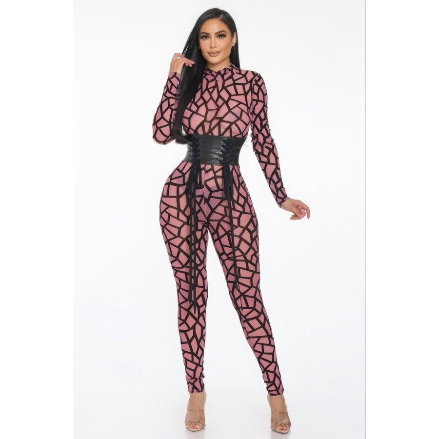 Geometric Printed Jersey Jumpsuit Image 1