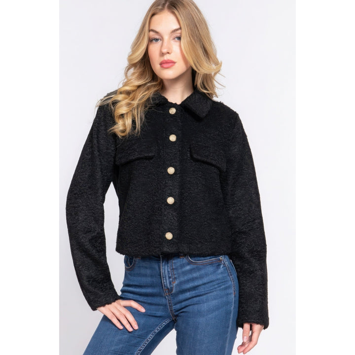 Long Slv Teddy Fleece Short Jacket Image 1