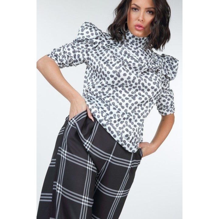 High Waist Plaid Print Wide Leg Pants Image 3