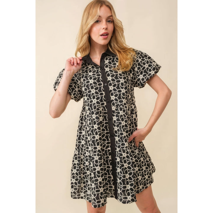 Jacquard Floral Baby Doll Dress Image 1