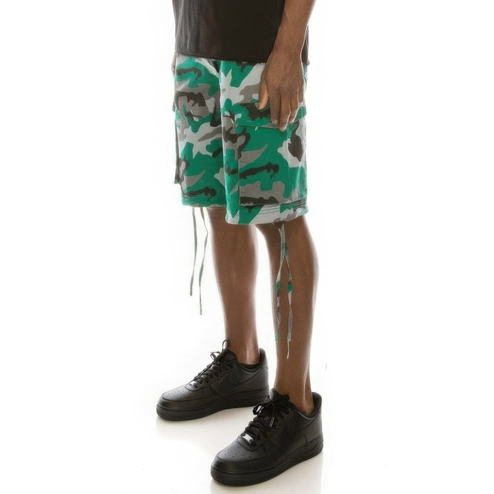 Mens Camo Belted Cargo Shorts Image 2