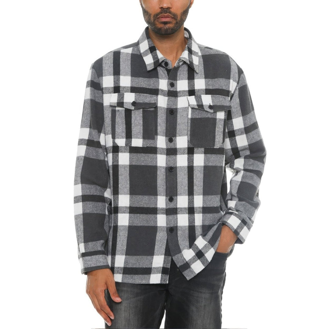 Mens Checkered Soft Flannel Shacket Image 1