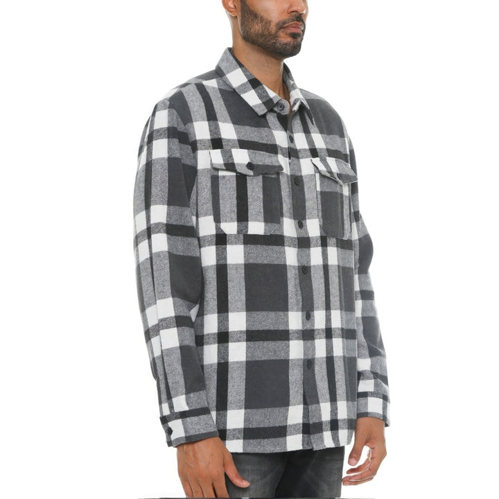 Mens Checkered Soft Flannel Shacket Image 3