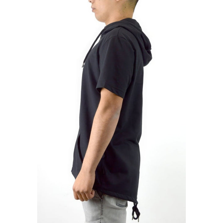 Mens Casual Short Sleeve Zip-up Hoodie Tops Image 3