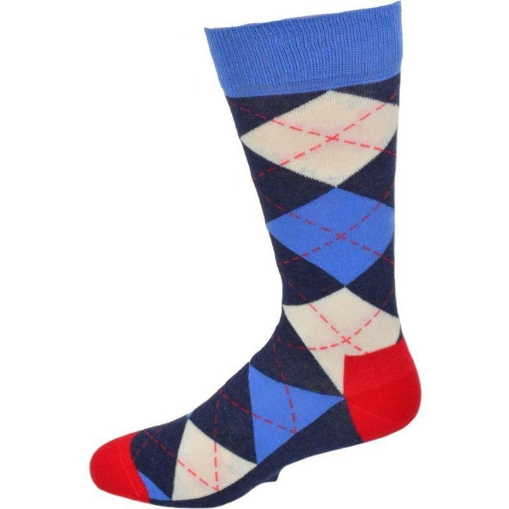 Mens Dress Casual 3 Pair Pack Combed Cotton Crew Argyle Socks Image 1